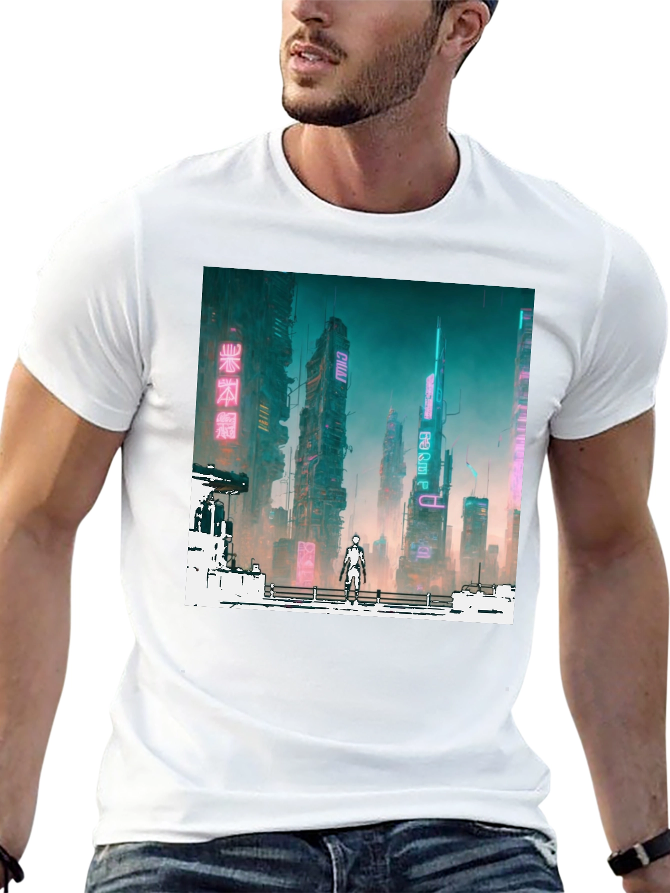 Cyberpunk Cityscape Graphic Tee - Futuristic Fashion