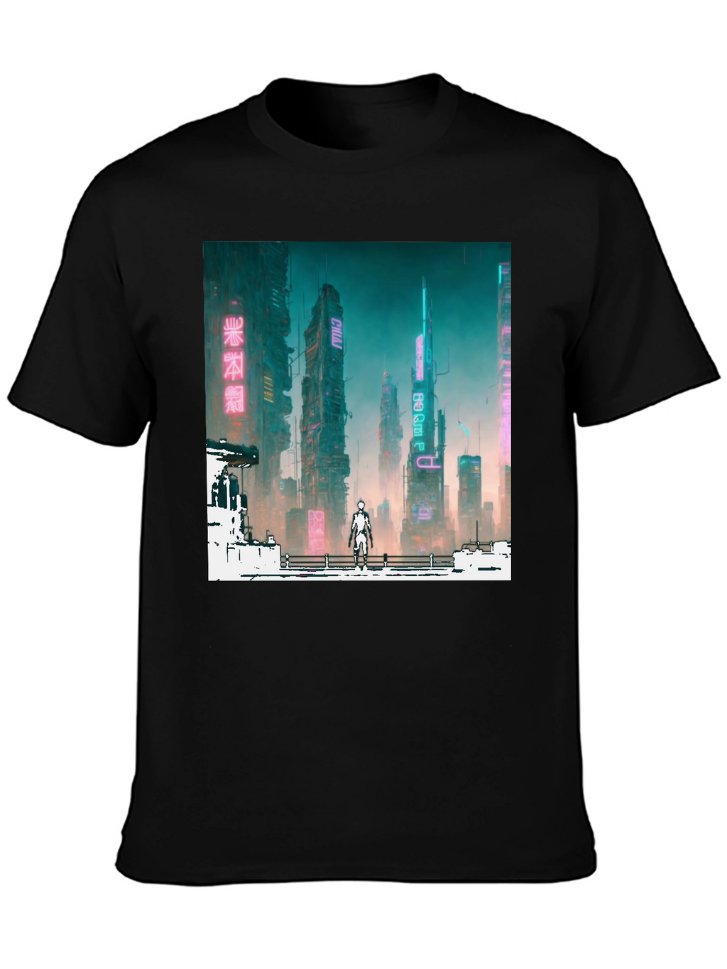 Cyberpunk Cityscape Graphic Tee - Futuristic Fashion