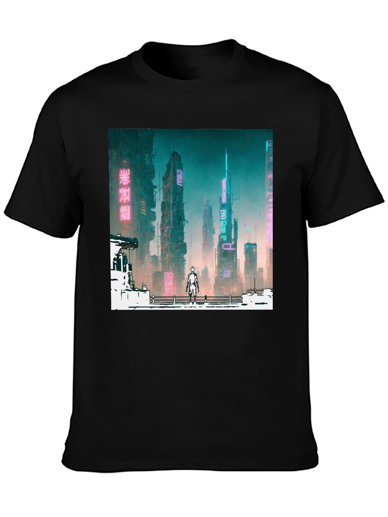 Cyberpunk Cityscape Graphic Tee - Futuristic Fashion
