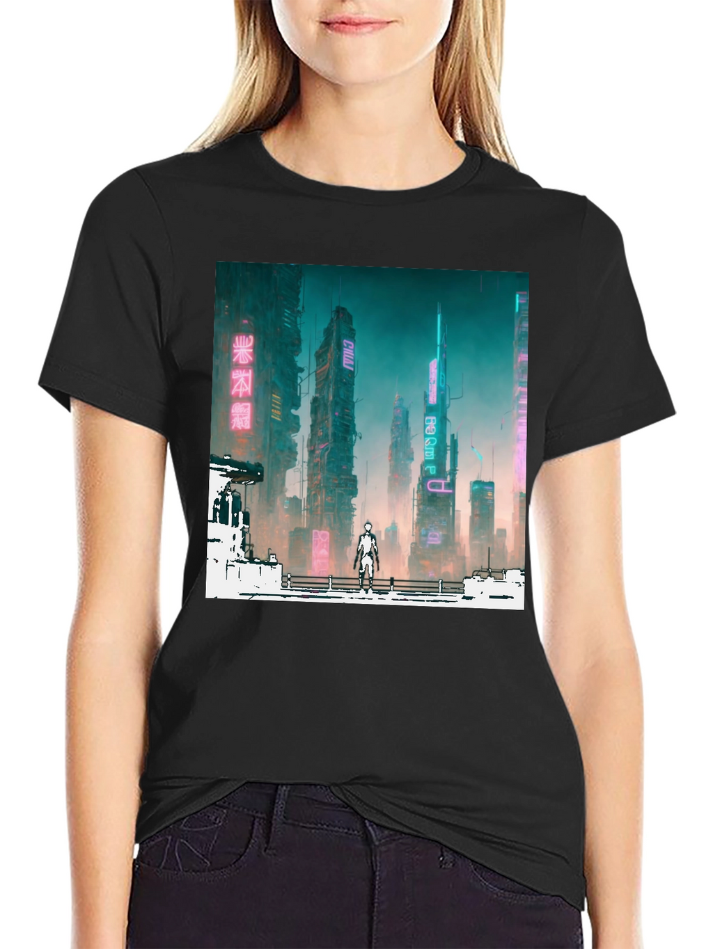 Cyberpunk Cityscape Graphic Tee - Futuristic Fashion