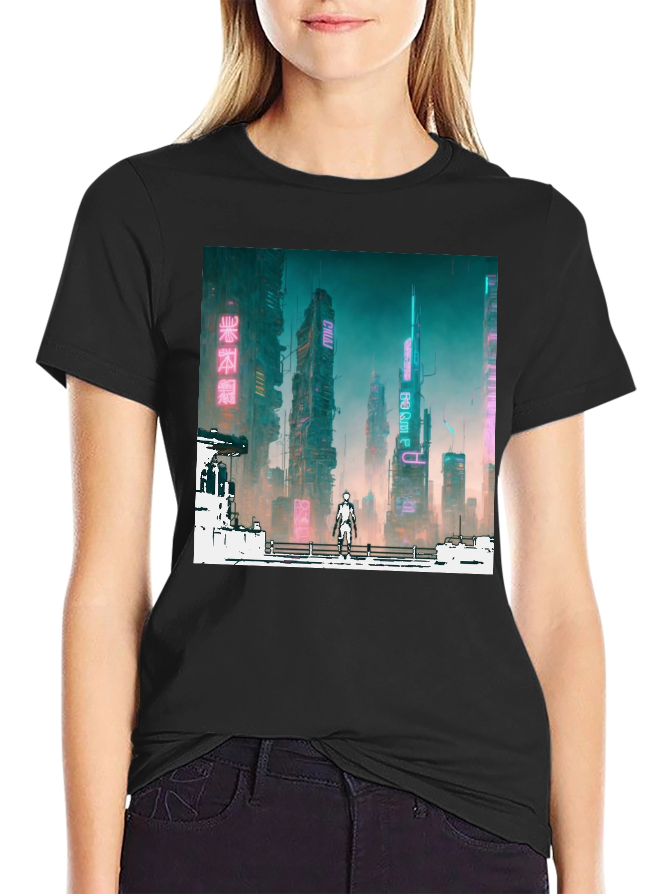 Cyberpunk Cityscape Graphic Tee - Futuristic Fashion