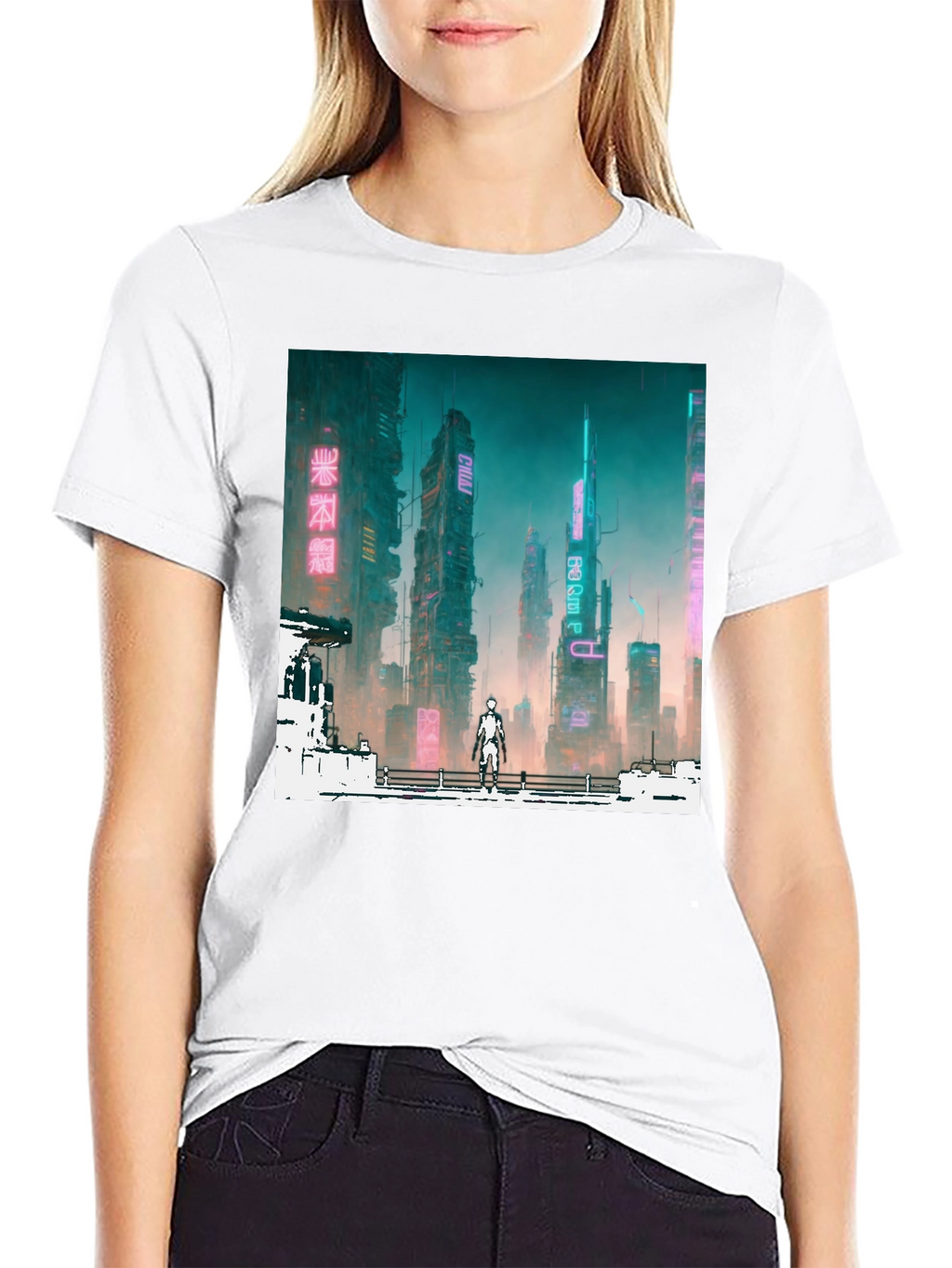 Cyberpunk Cityscape Graphic Tee - Futuristic Fashion