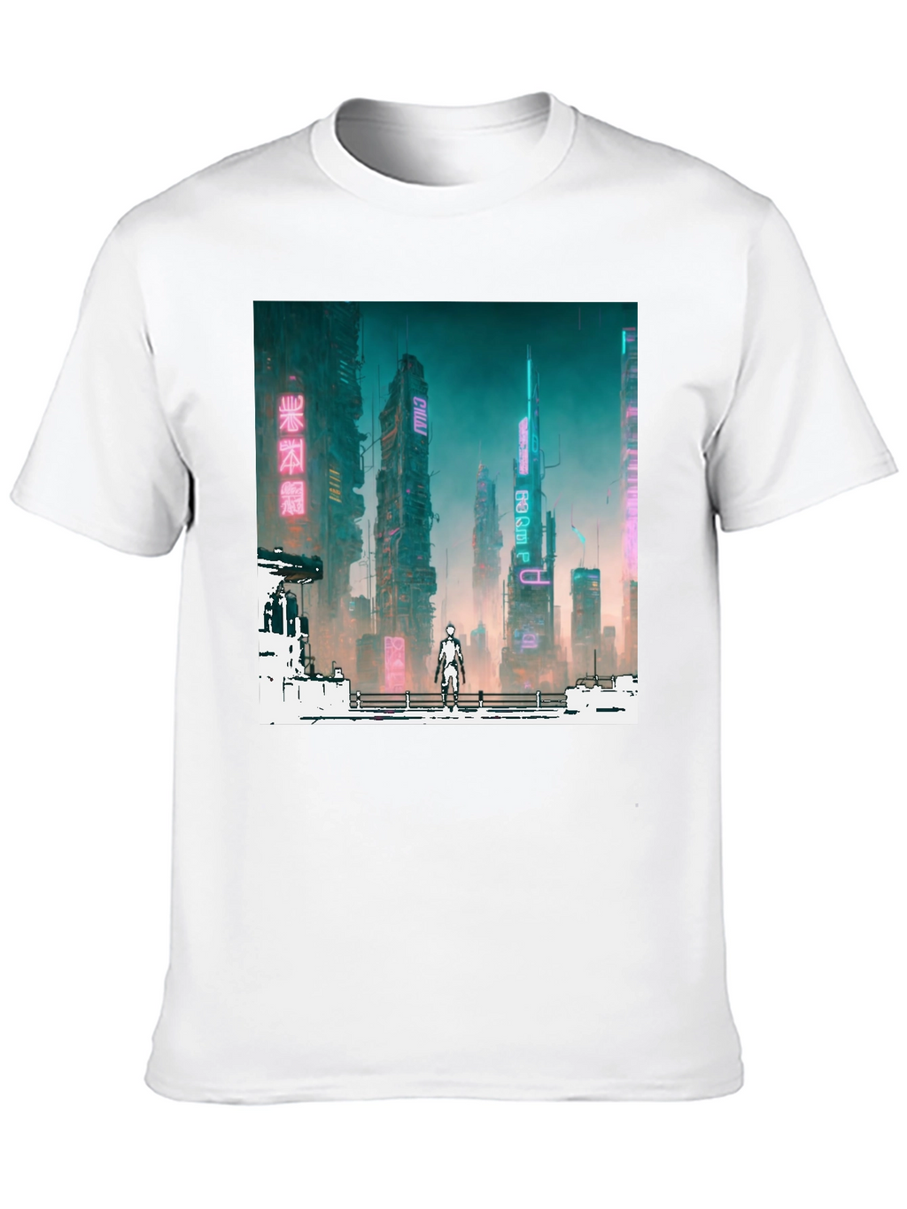 Cyberpunk Cityscape Graphic Tee - Futuristic Fashion