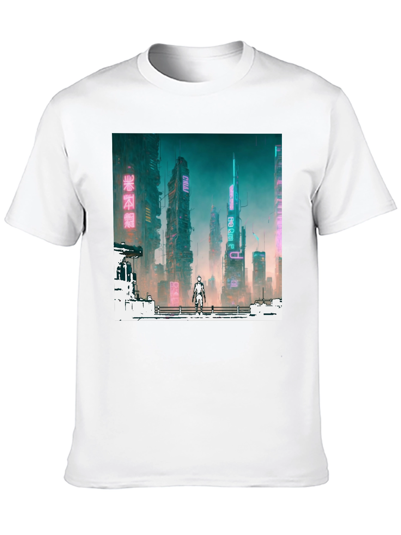 Cyberpunk Cityscape Graphic Tee - Futuristic Fashion