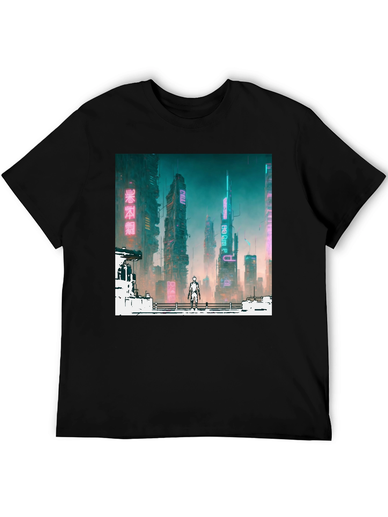 Cyberpunk Cityscape Graphic Tee - Futuristic Fashion