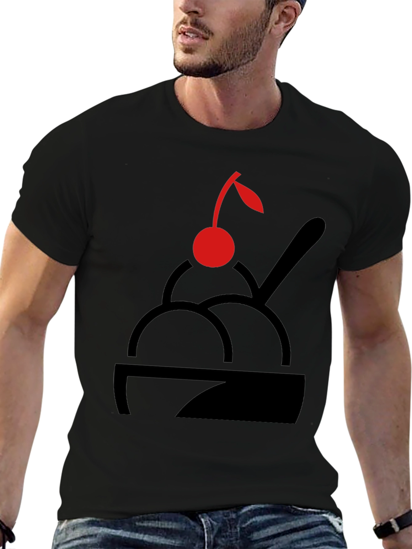 Cherry Ice Cream T-Shirt - Black Graphic Print