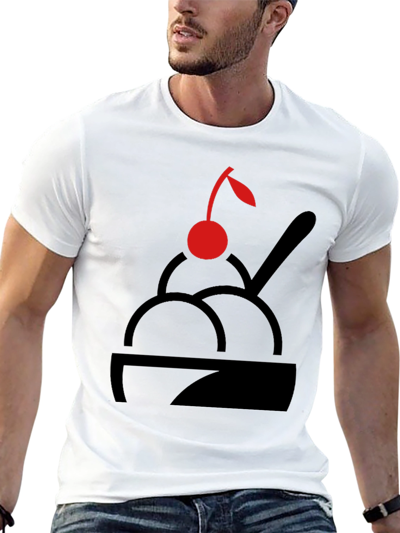 Cherry Ice Cream T-Shirt - Black Graphic Print