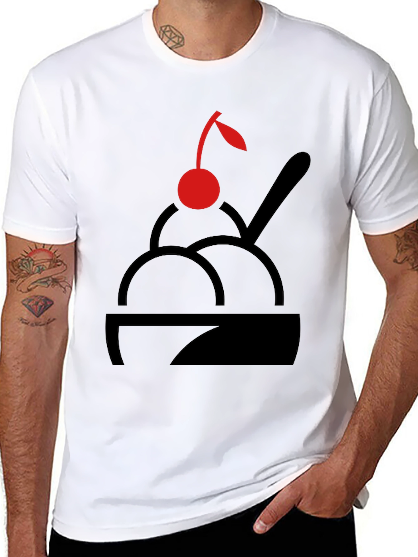 Cherry Ice Cream T-Shirt - Black Graphic Print