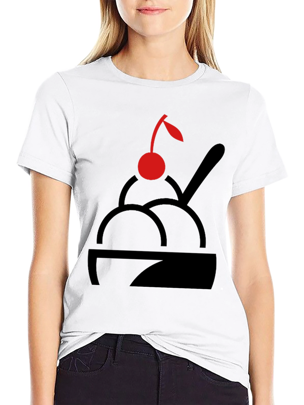 Cherry Ice Cream T-Shirt - Black Graphic Print