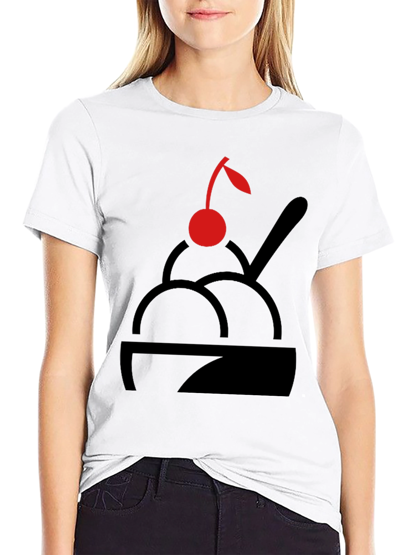 Cherry Ice Cream T-Shirt - Black Graphic Print