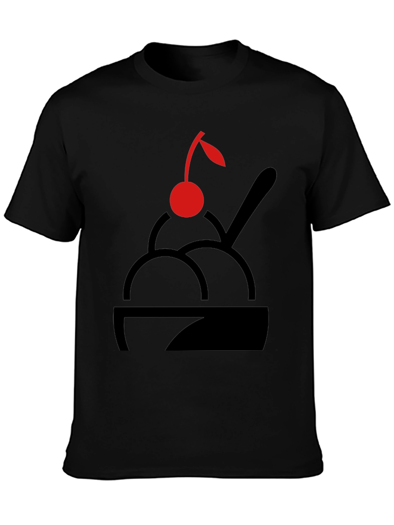 Cherry Ice Cream T-Shirt - Black Graphic Print