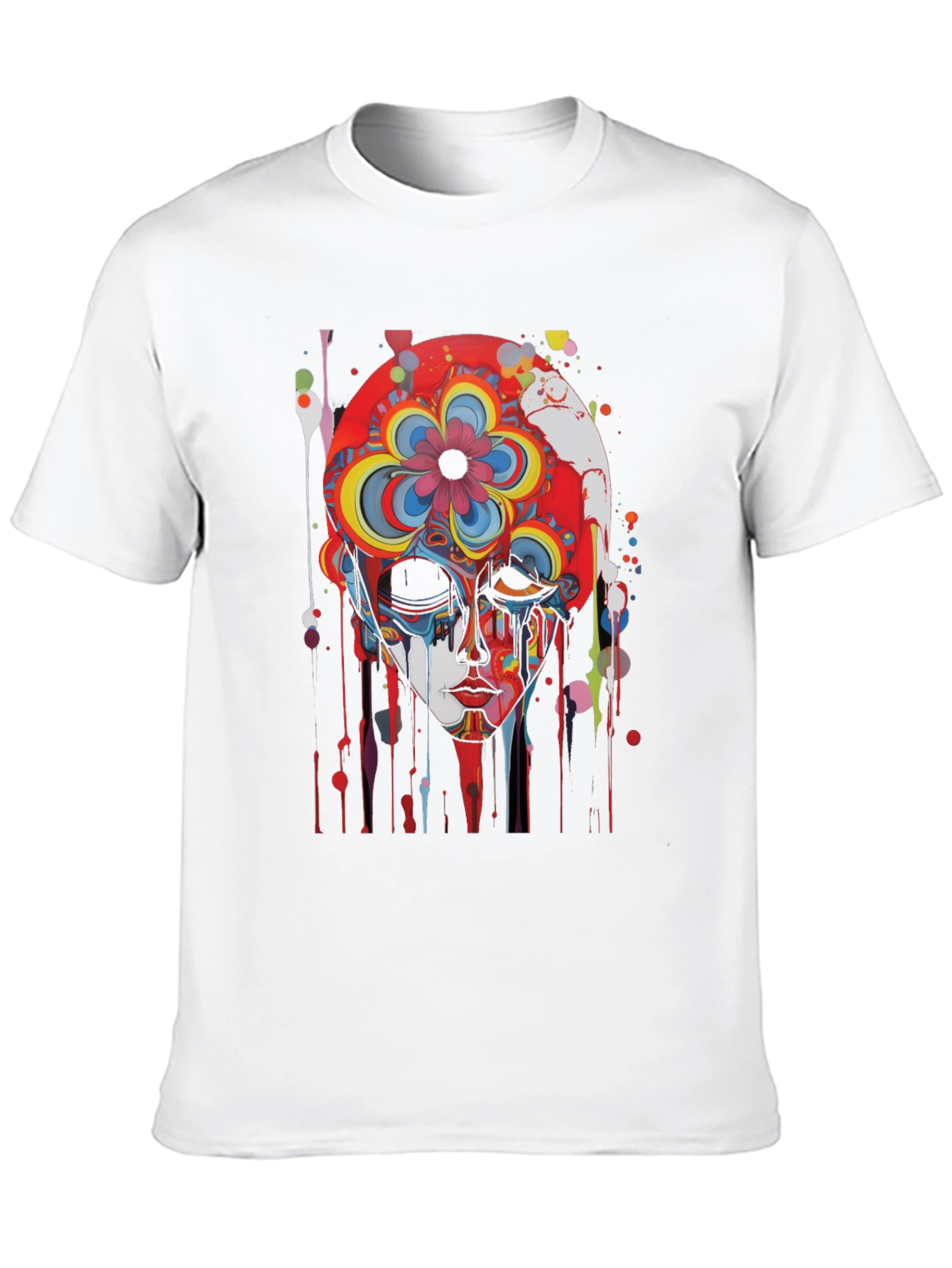 Abstract Floral Skull Graphic Tee - Mens Black T-Shirt