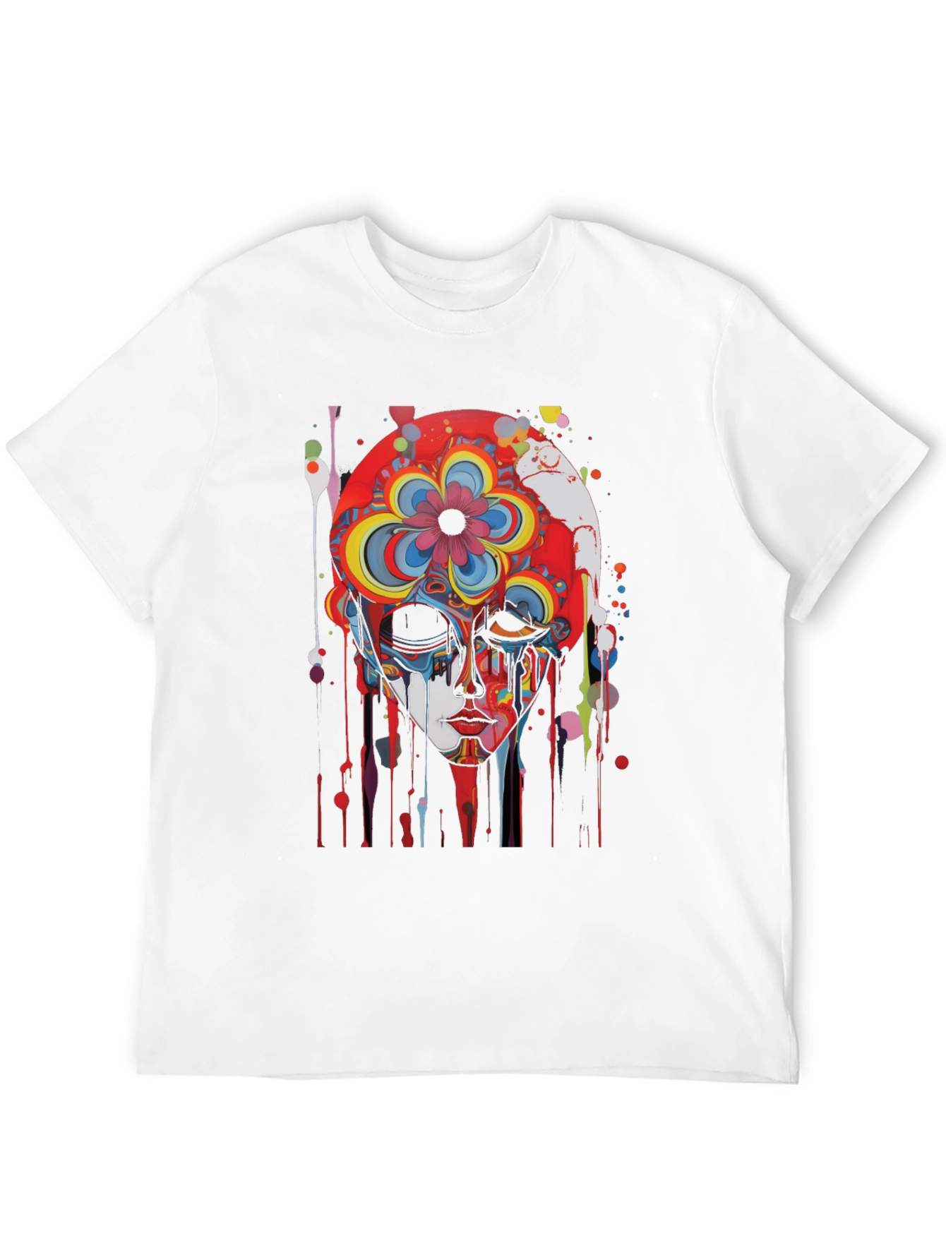 Abstract Floral Skull Graphic Tee - Mens Black T-Shirt