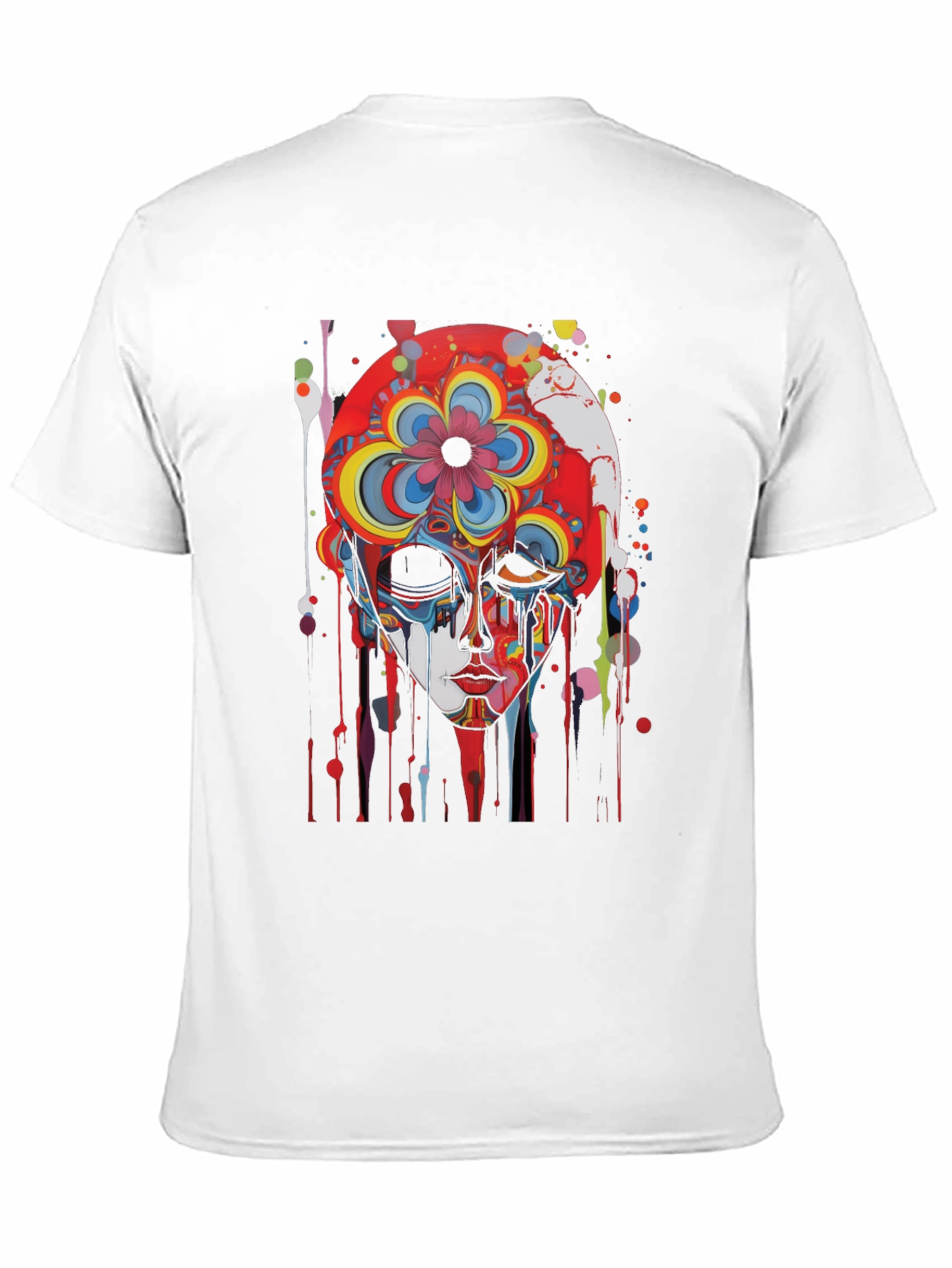 Abstract Floral Skull Graphic Tee - Mens Black T-Shirt