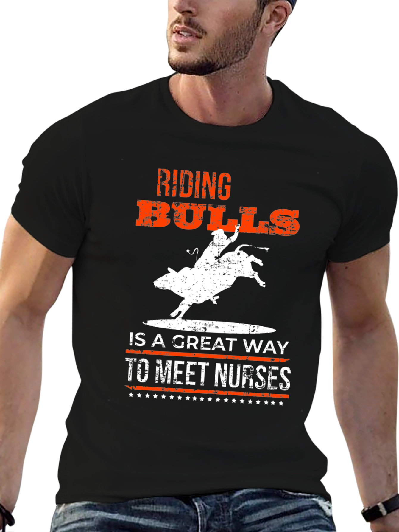 Riding Bulls to Meet Nurses Graphic T-Shirt