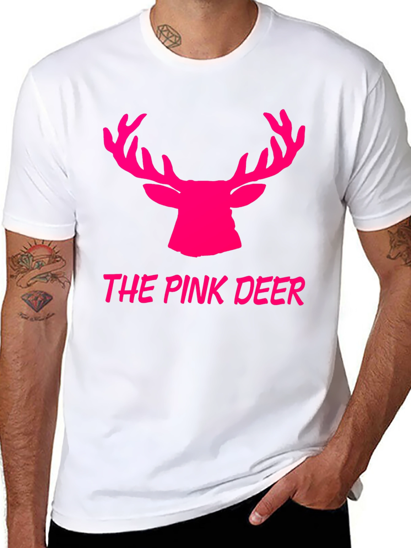 The Pink Deer Graphic Tee - Black Cotton Blend Shirt
