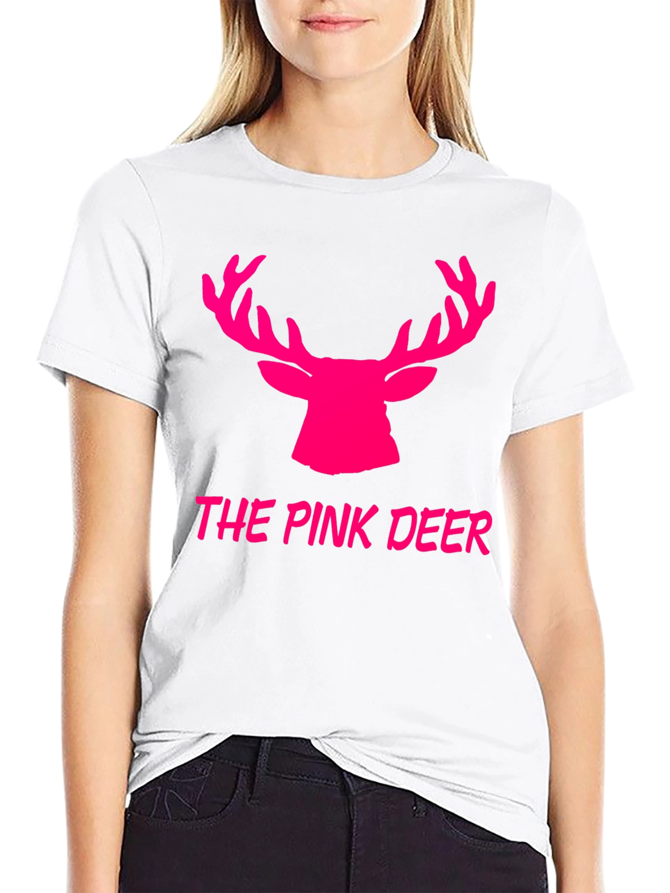 The Pink Deer Graphic Tee - Black Cotton Blend Shirt