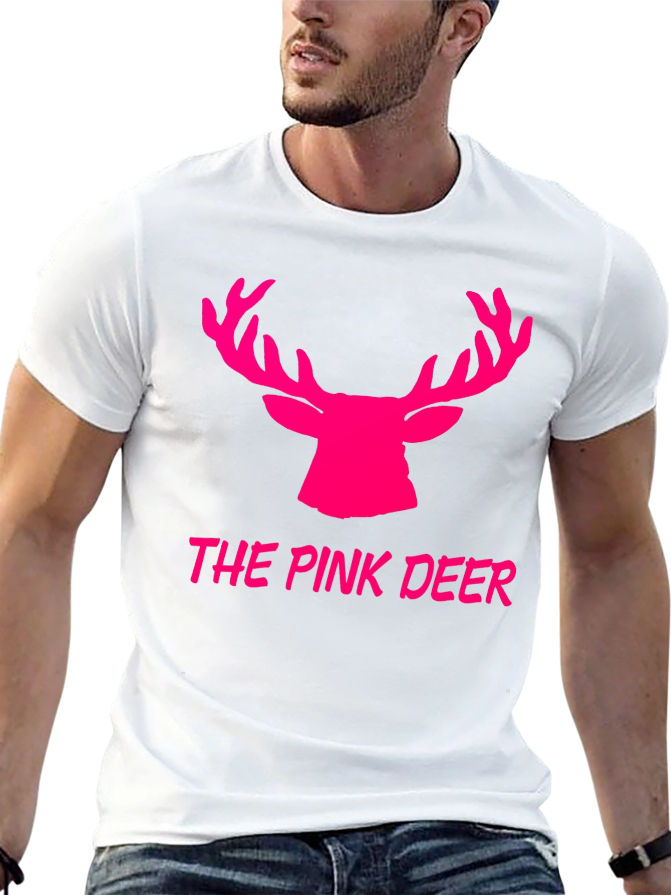 The Pink Deer Graphic Tee - Black Cotton Blend Shirt