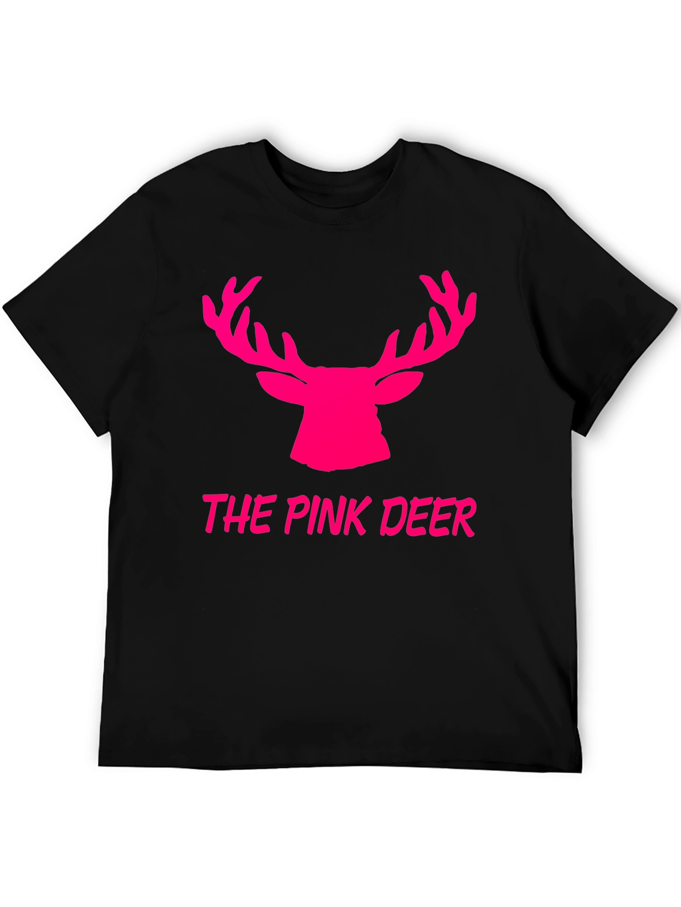 The Pink Deer Graphic Tee - Black Cotton Blend Shirt