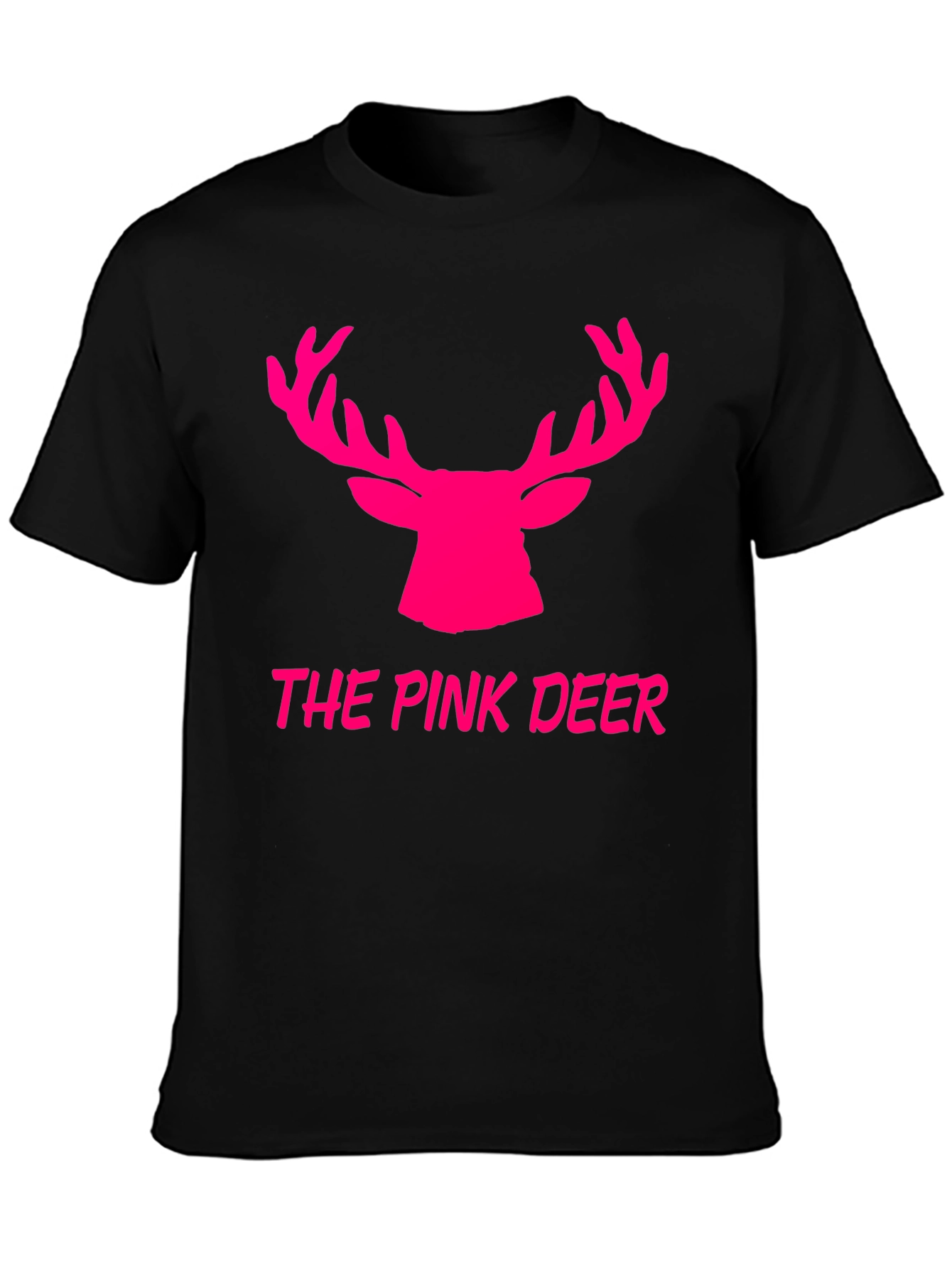 The Pink Deer Graphic Tee - Black Cotton Blend Shirt