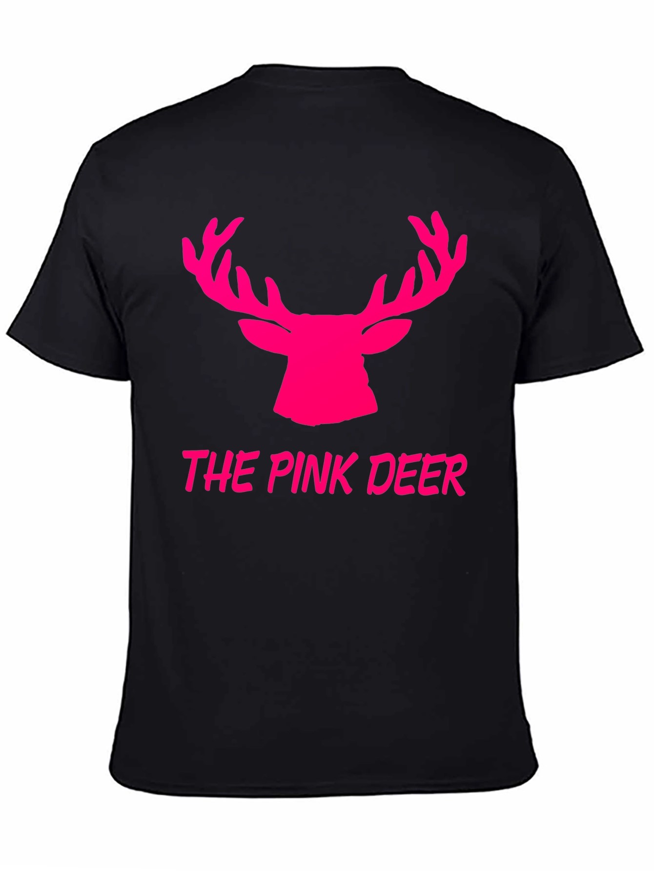 The Pink Deer Graphic Tee - Black Cotton Blend Shirt