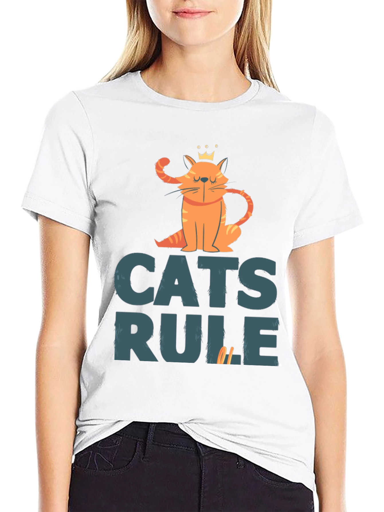 Cats Rule Graphic Tee - Black Cotton T-Shirt