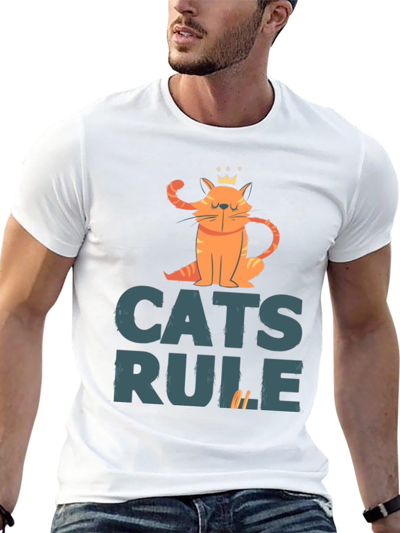Cats Rule Graphic Tee - Black Cotton T-Shirt