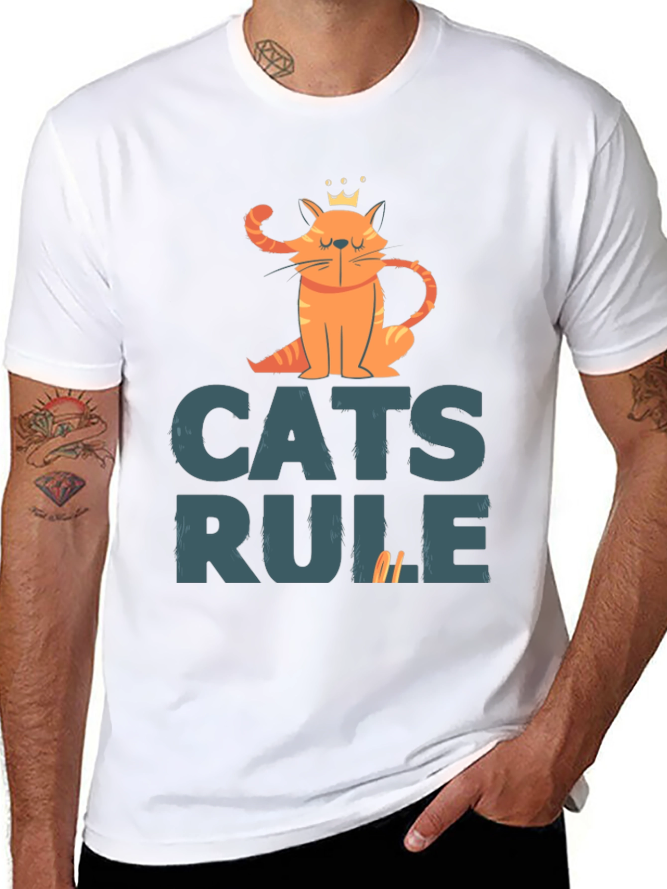 Cats Rule Graphic Tee - Black Cotton T-Shirt