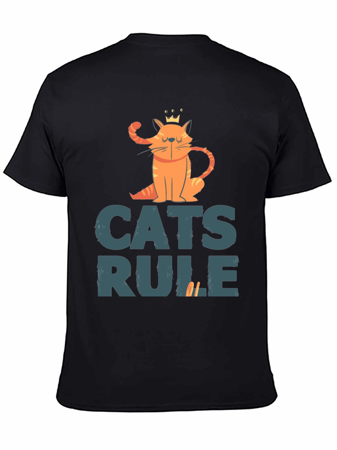 Cats Rule Graphic Tee - Black Cotton T-Shirt