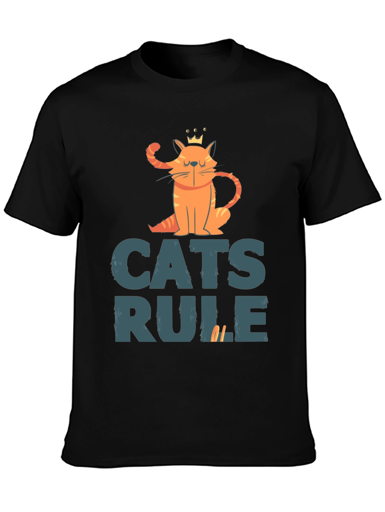 Cats Rule Graphic Tee - Black Cotton T-Shirt