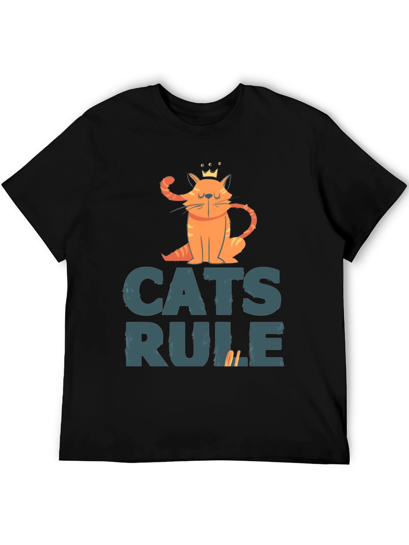 Cats Rule Graphic Tee - Black Cotton T-Shirt