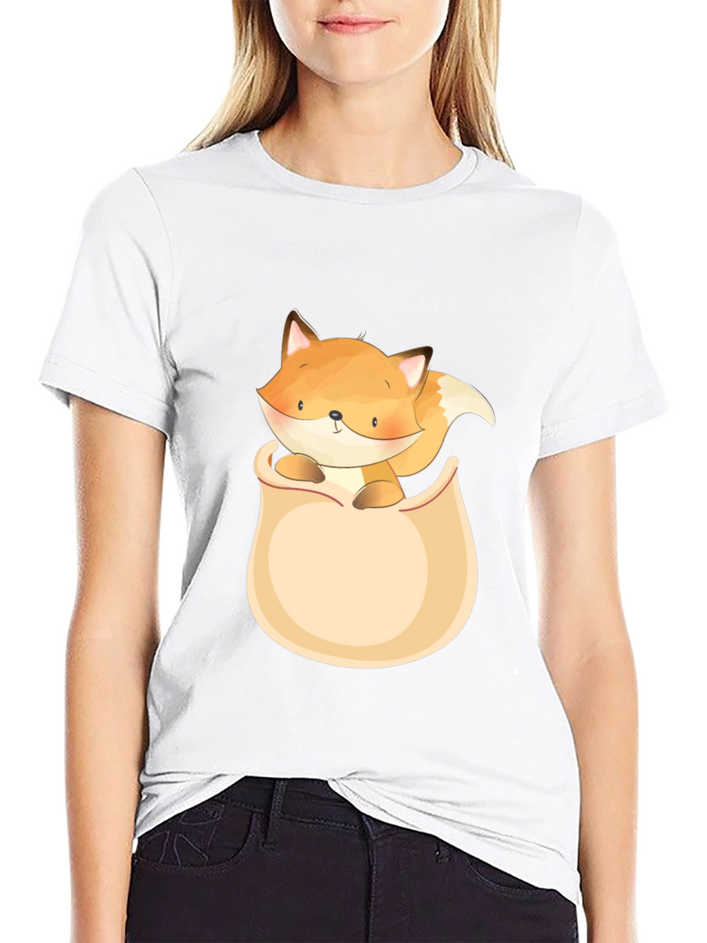Cute Fox Pocket T-Shirt - Graphic Tee
