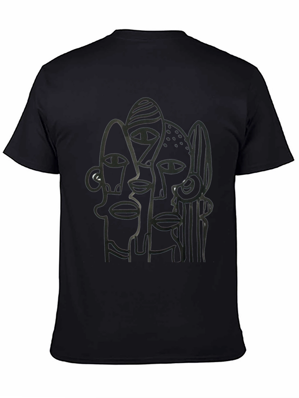 Abstract Faces Black Graphic Tee
