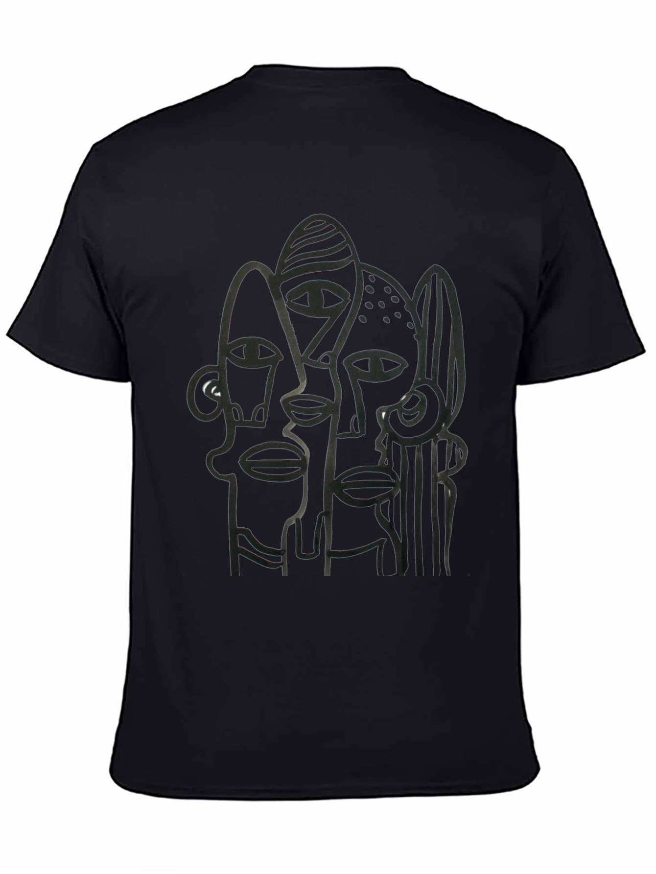 Abstract Faces Black Graphic Tee