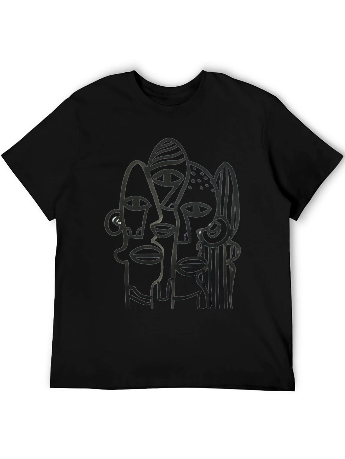 Abstract Faces Black Graphic Tee