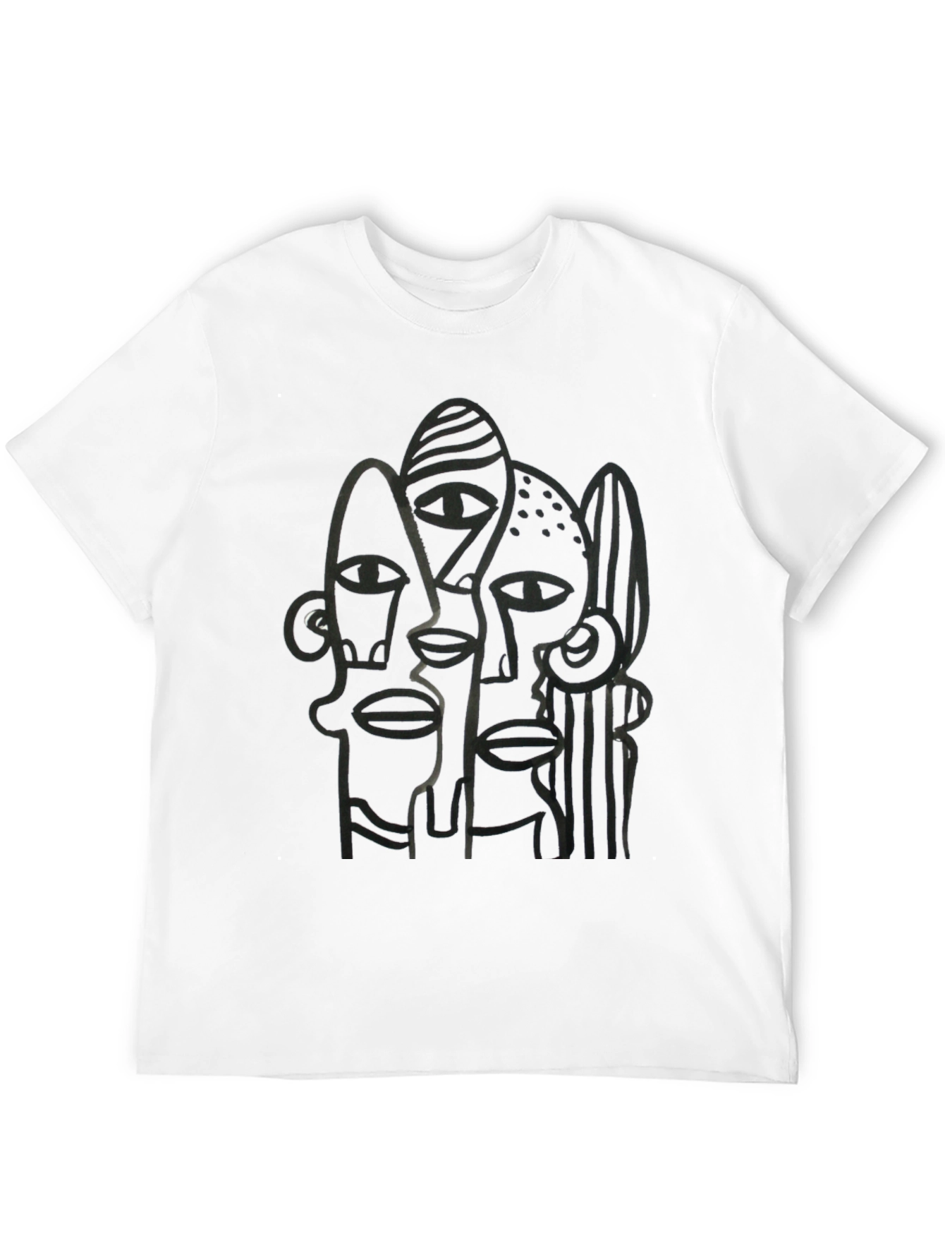 Abstract Faces Black Graphic Tee