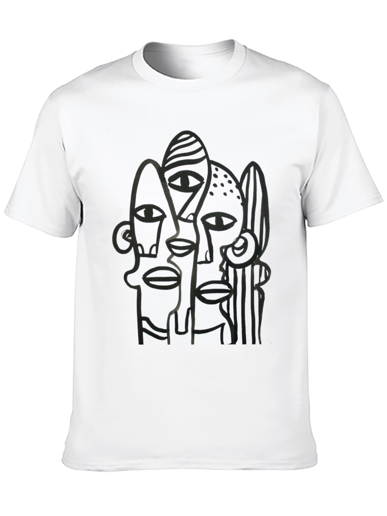 Abstract Faces Black Graphic Tee