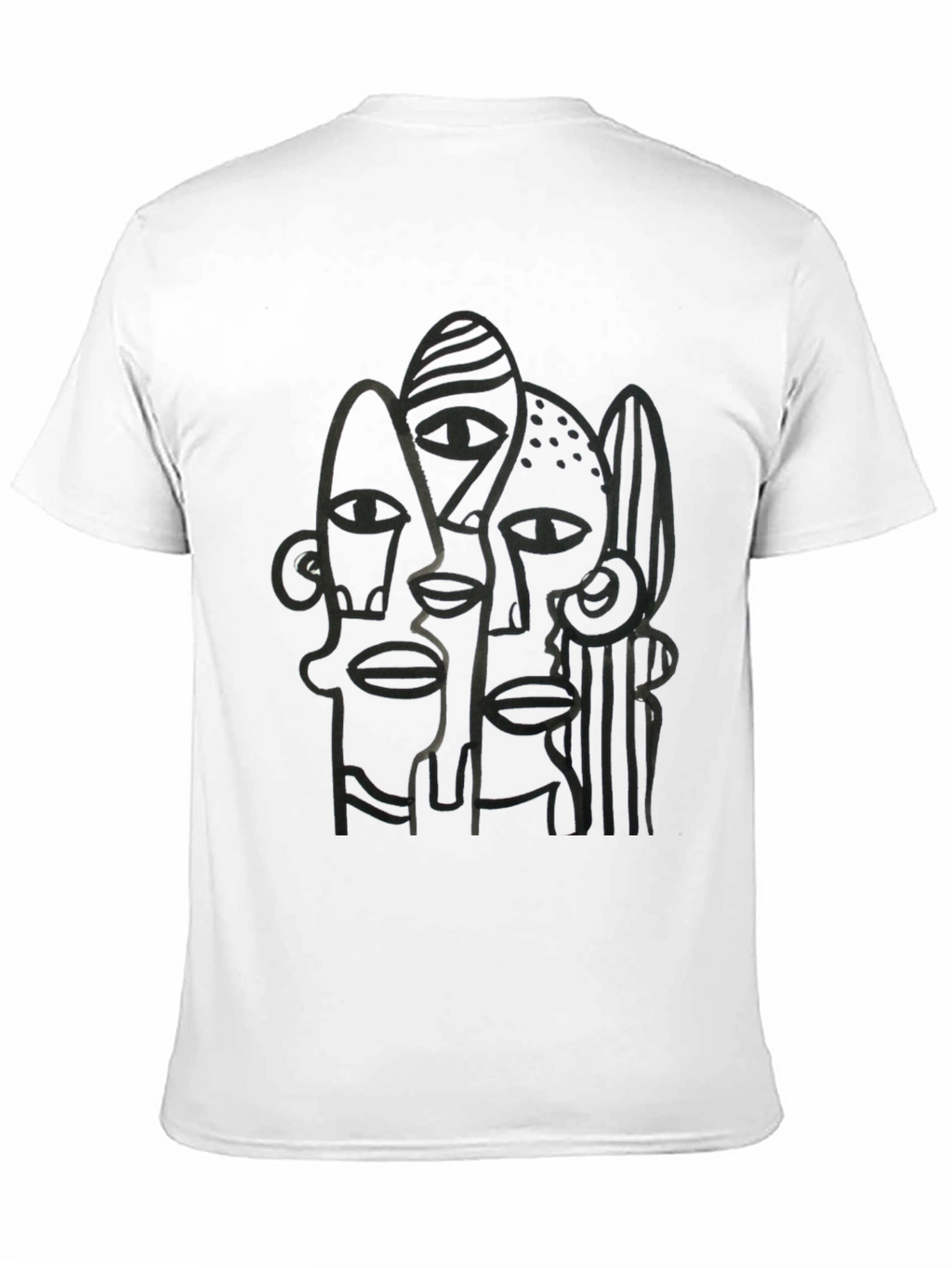 Abstract Faces Black Graphic Tee