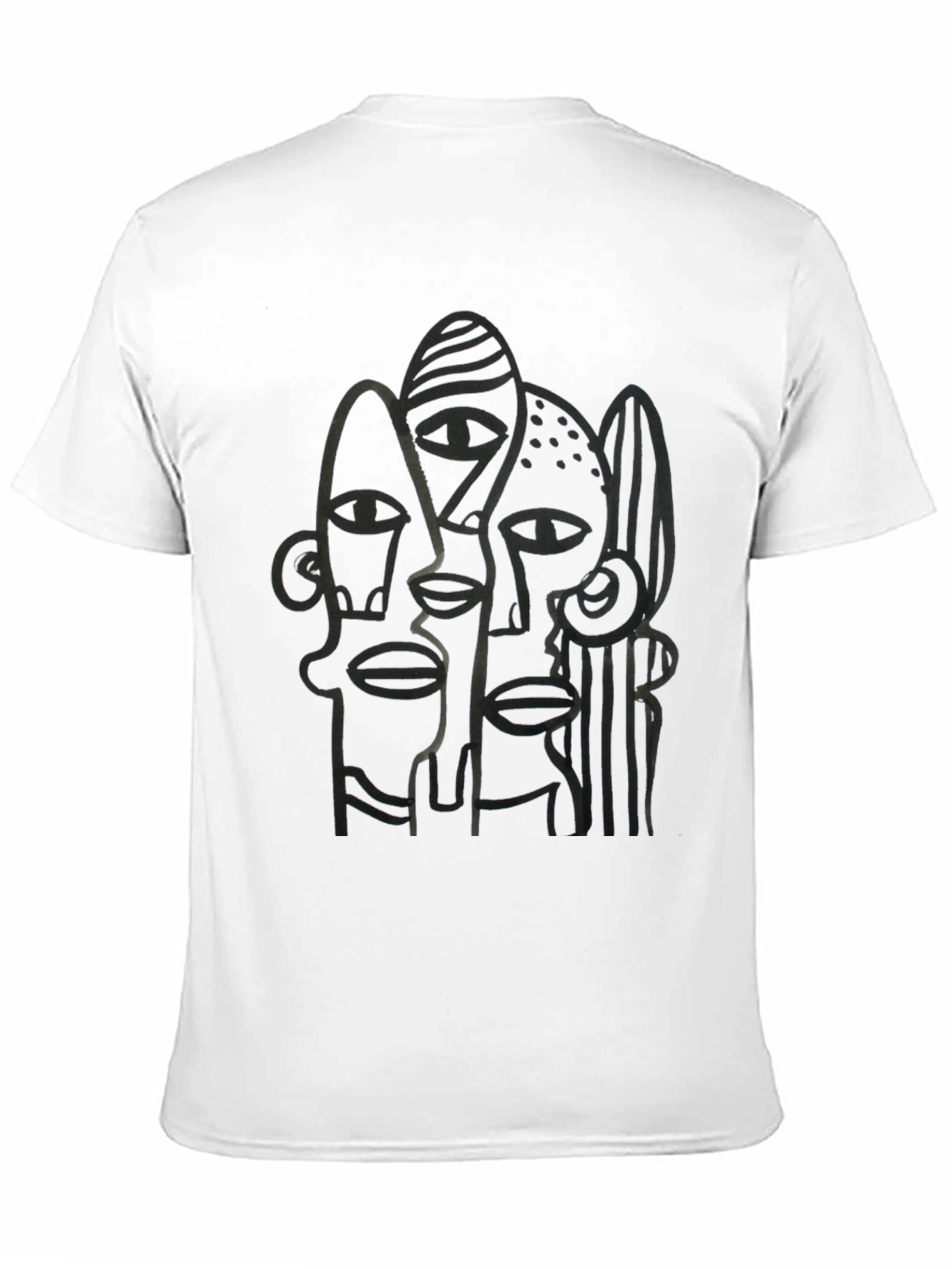 Abstract Faces Black Graphic Tee