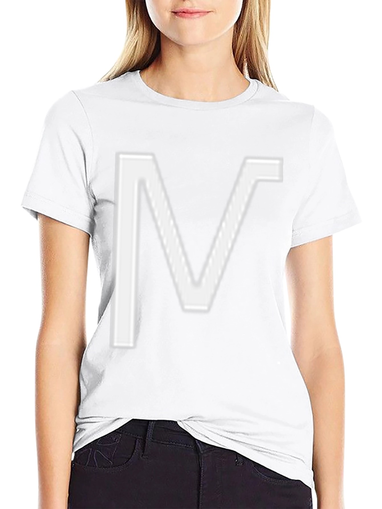 Bold V Graphic Tee - Black Cotton Blend