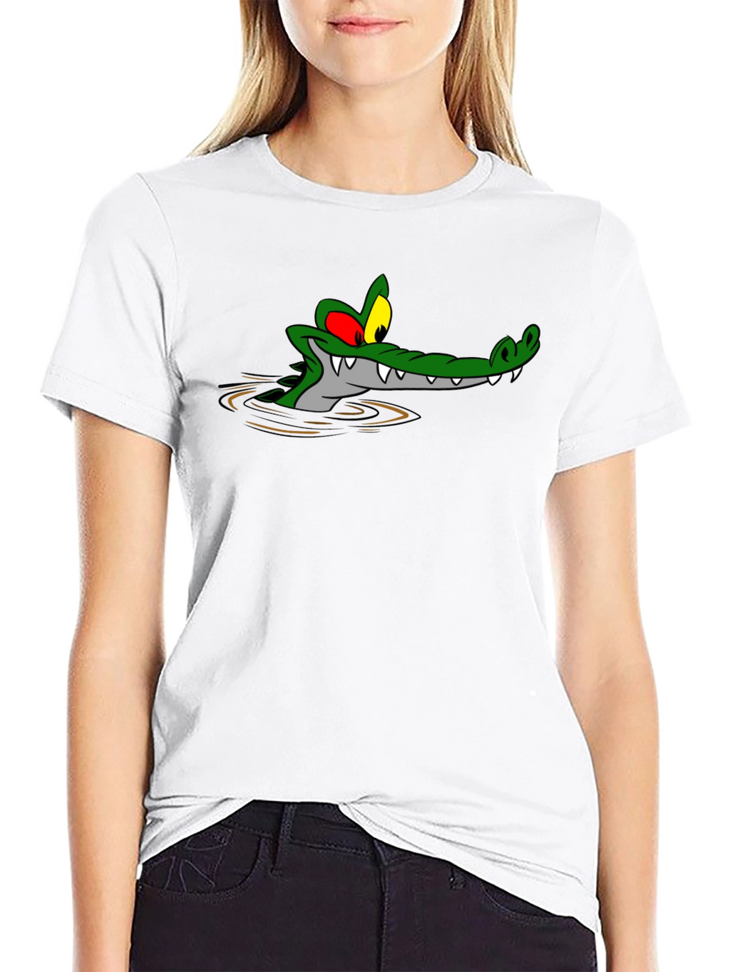 Cartoon Alligator Black T-Shirt