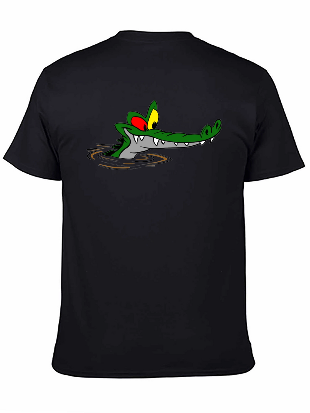 Cartoon Alligator Black T-Shirt