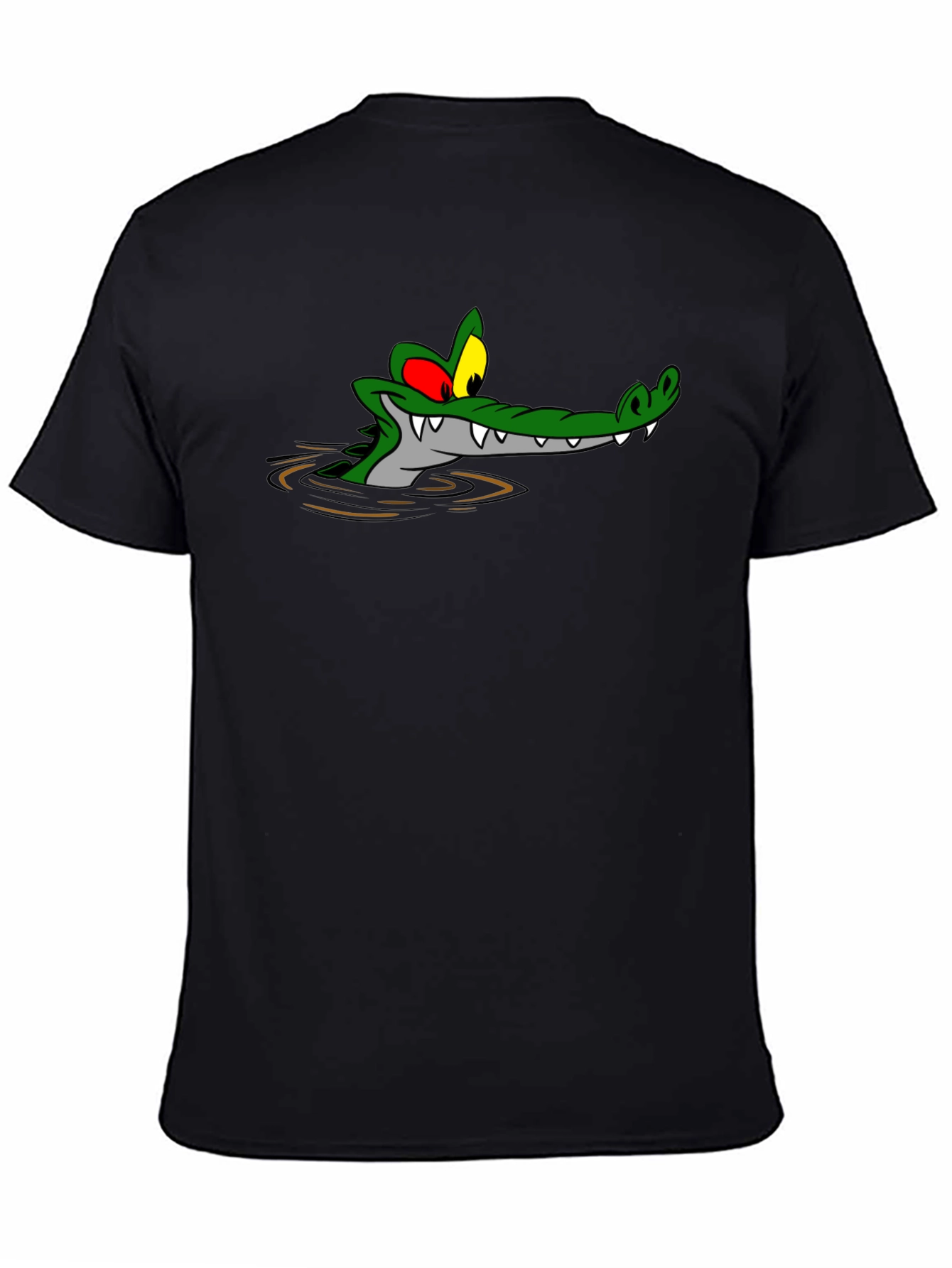 Cartoon Alligator Black T-Shirt