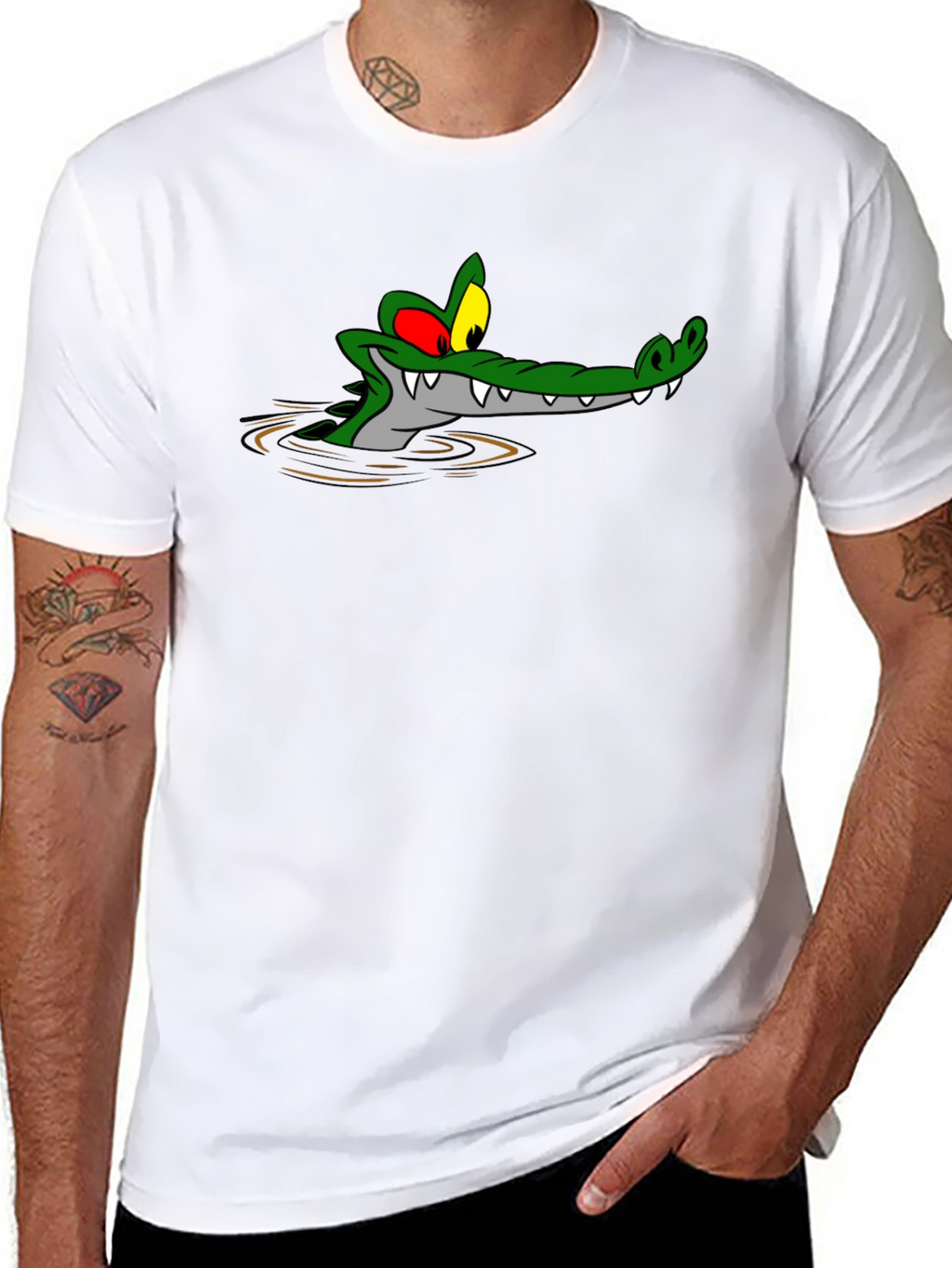 Cartoon Alligator Black T-Shirt
