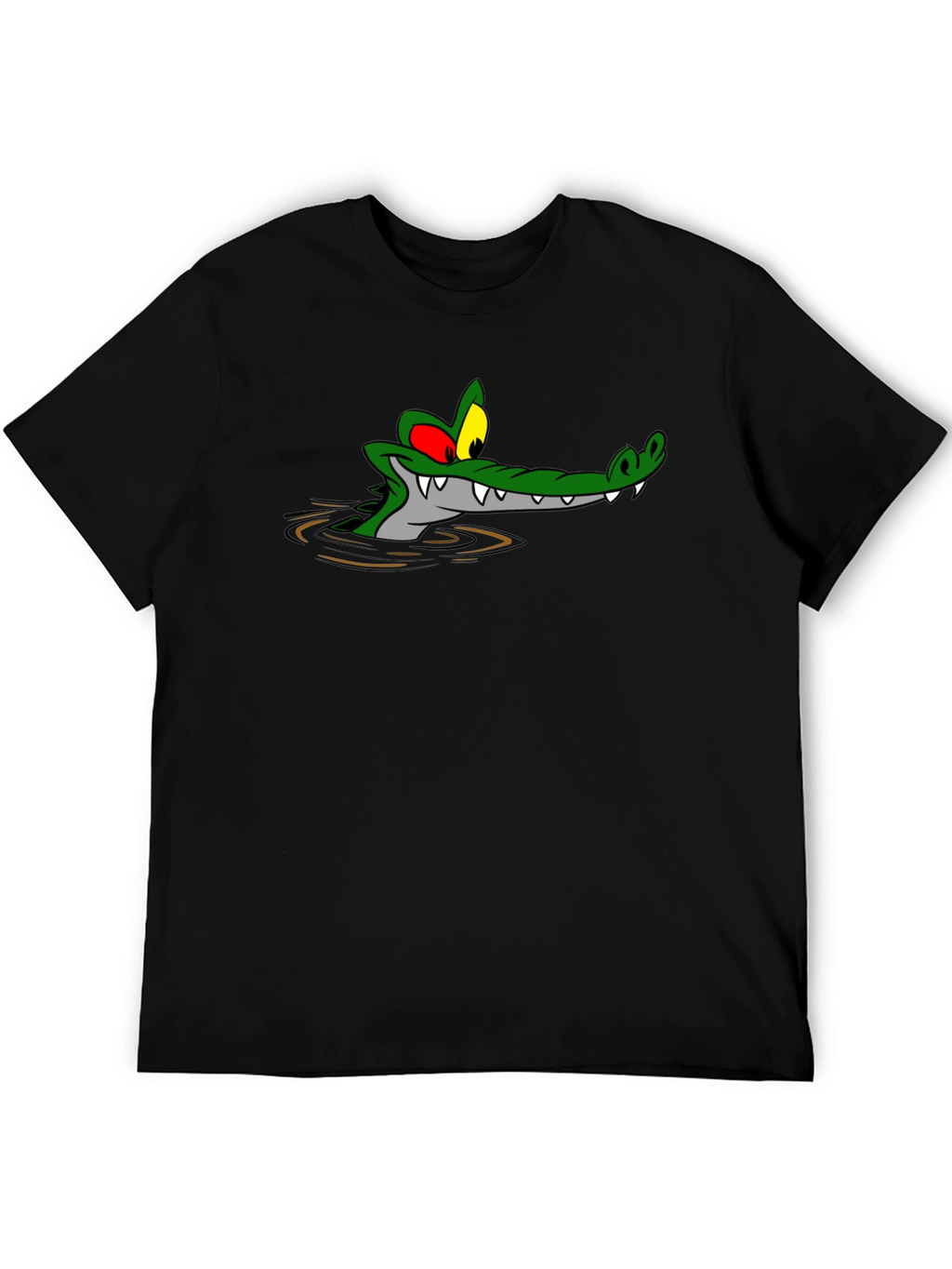 Cartoon Alligator Black T-Shirt