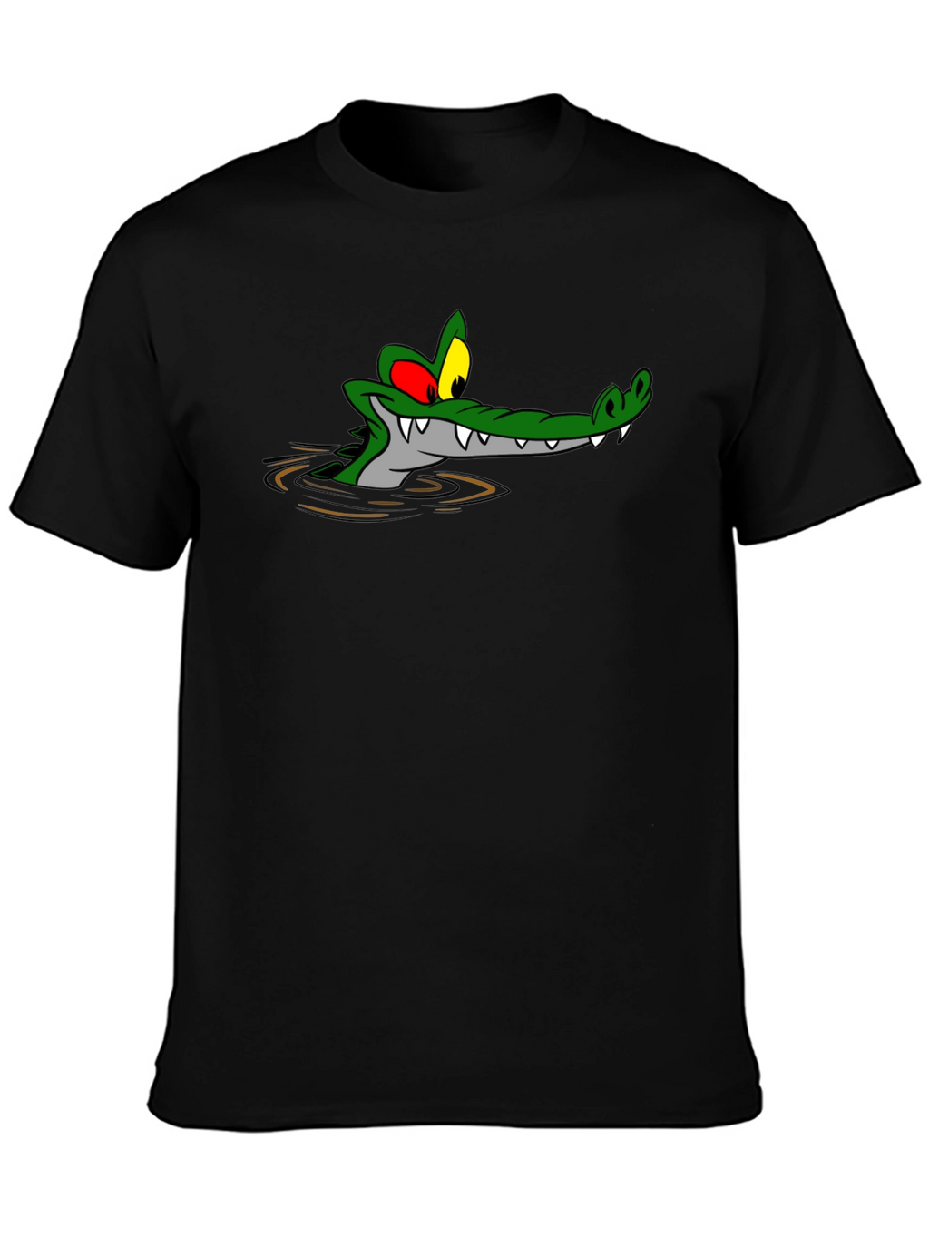 Cartoon Alligator Black T-Shirt