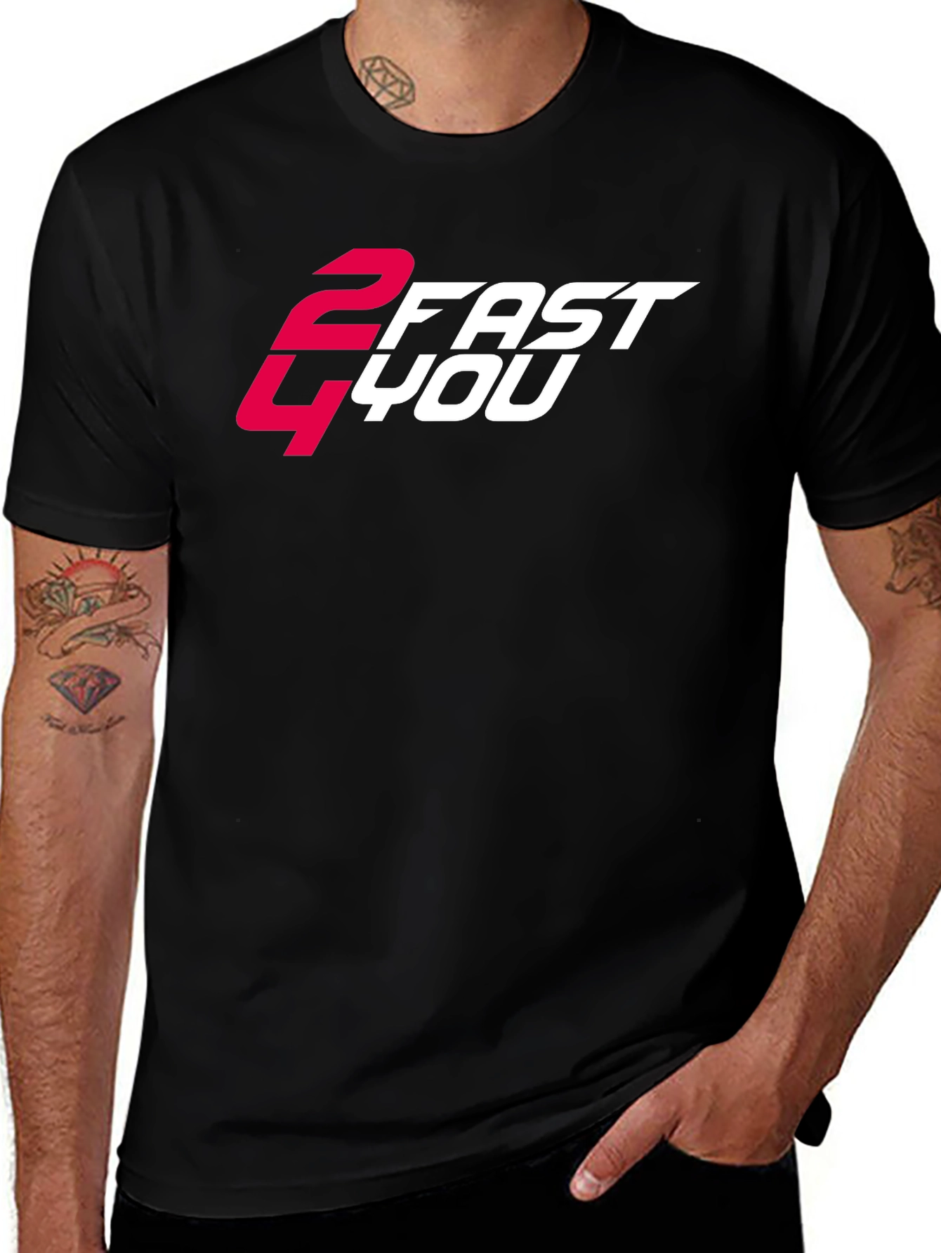 2 Fast 4 You Graphic Tee - Cool Black T-Shirt