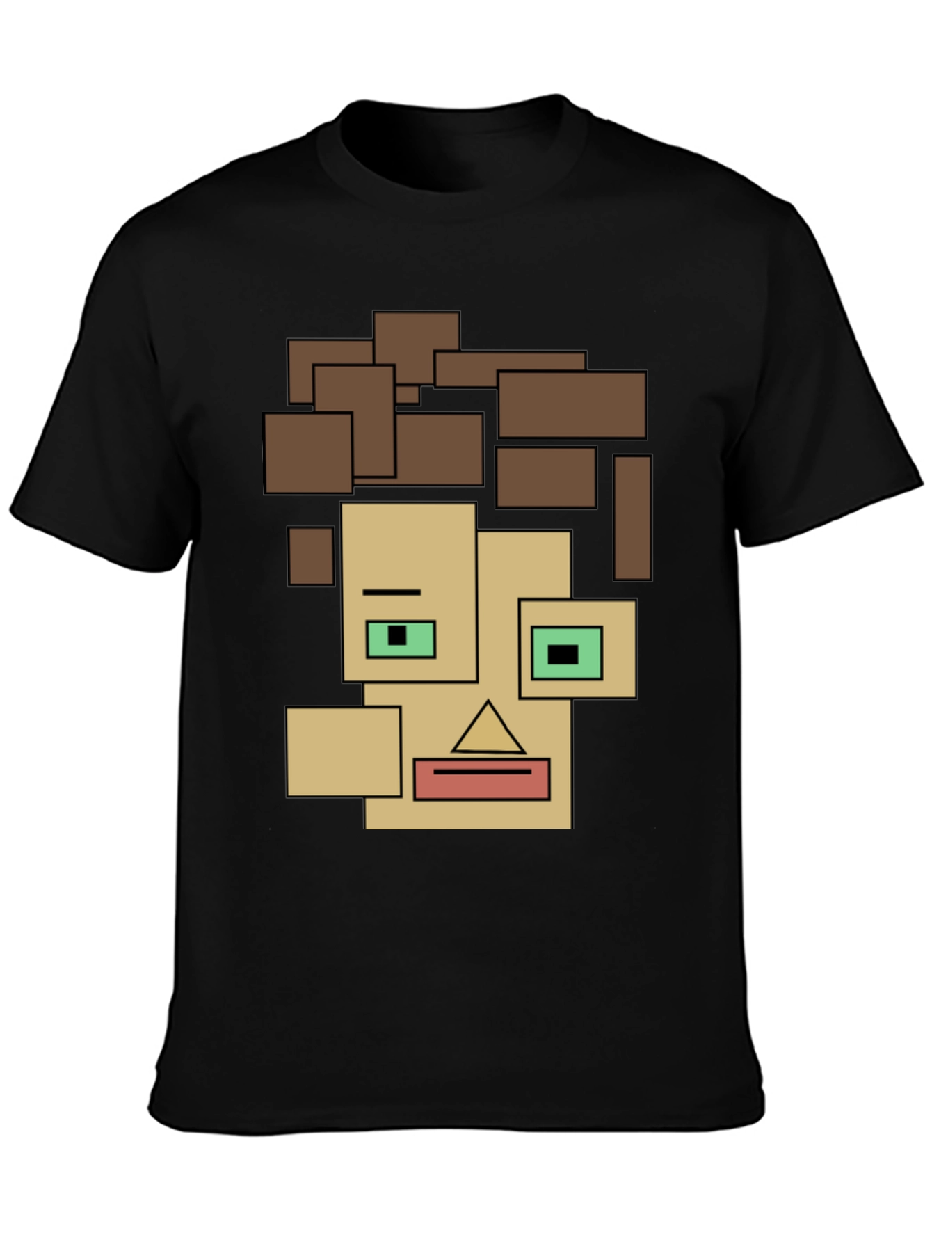 Abstract Block Face Tee - Modern Art Graphic Shirt