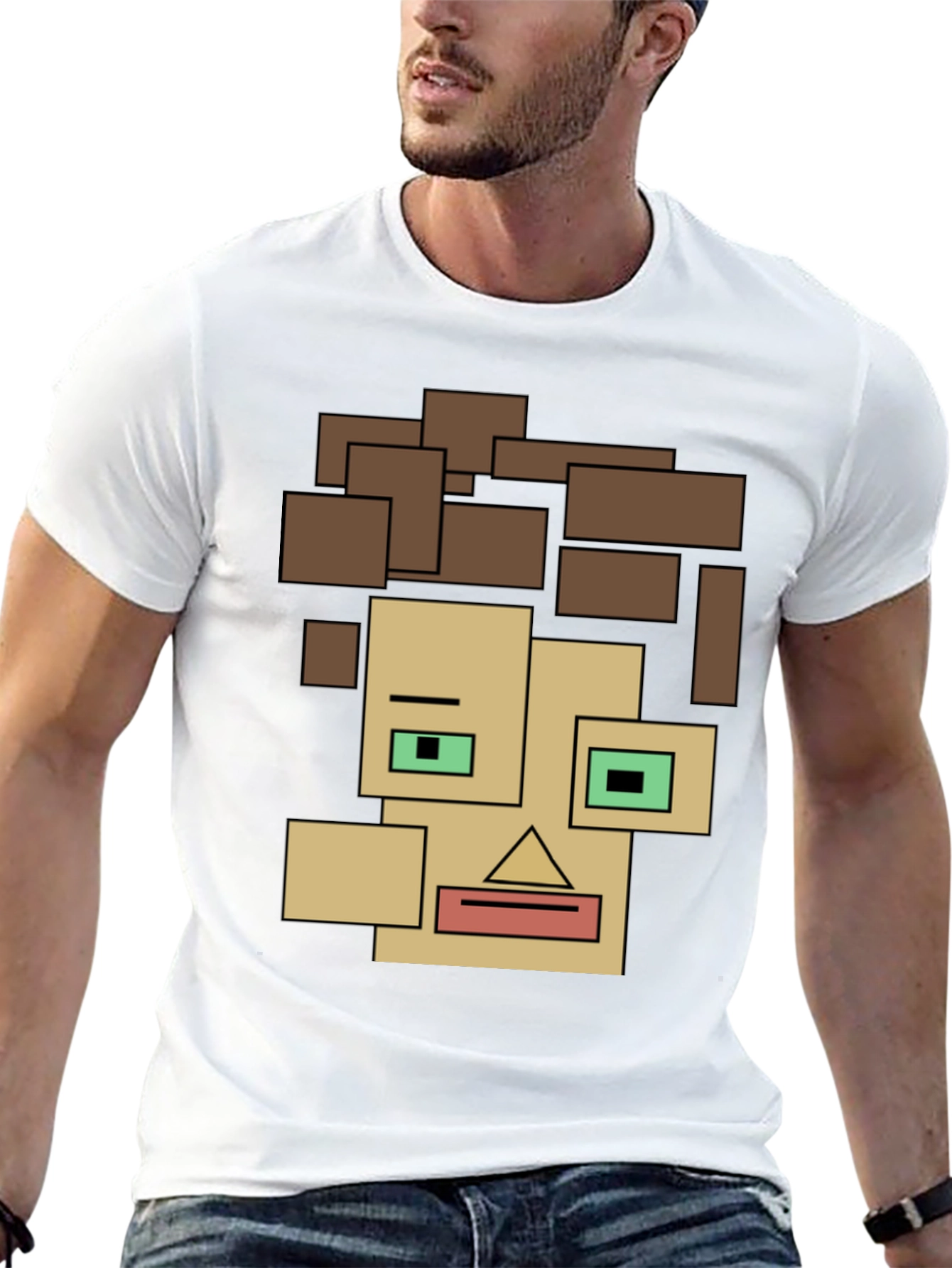 Abstract Block Face Tee - Modern Art Graphic Shirt