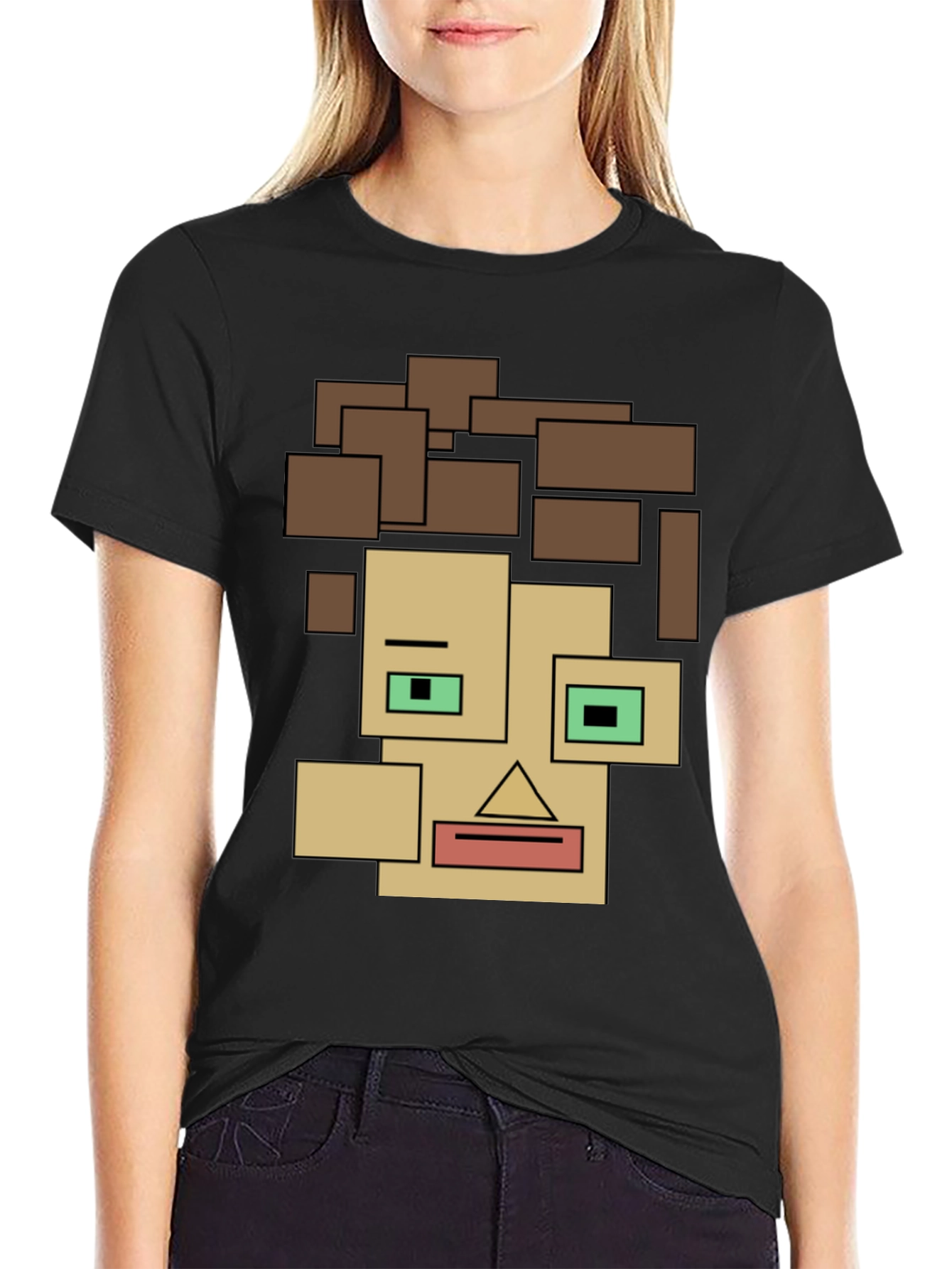 Abstract Block Face Tee - Modern Art Graphic Shirt